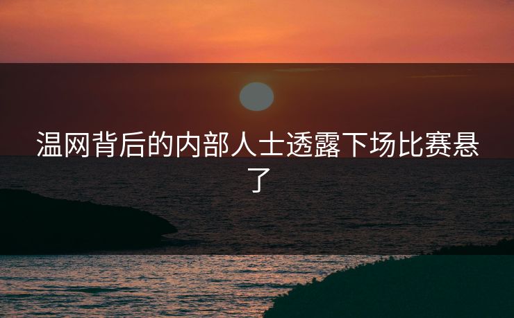 温网背后的内部人士透露下场比赛悬了