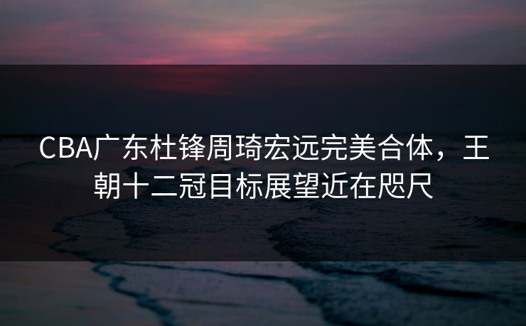 CBA广东杜锋周琦宏远完美合体，王朝十二冠目标展望近在咫尺